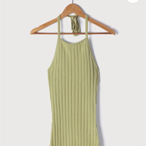 Lulus It's a Trend Light Green Ribbed Knit Halter Sweater Dress - Picture 6 of 9